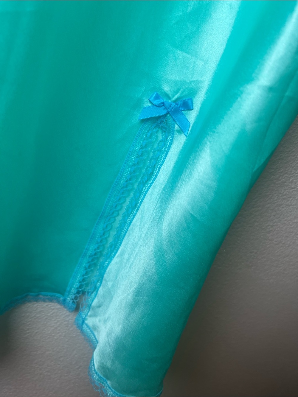 Victoria's Secret Turquoise Satin & Lace Chemise - Picture 3 of 5